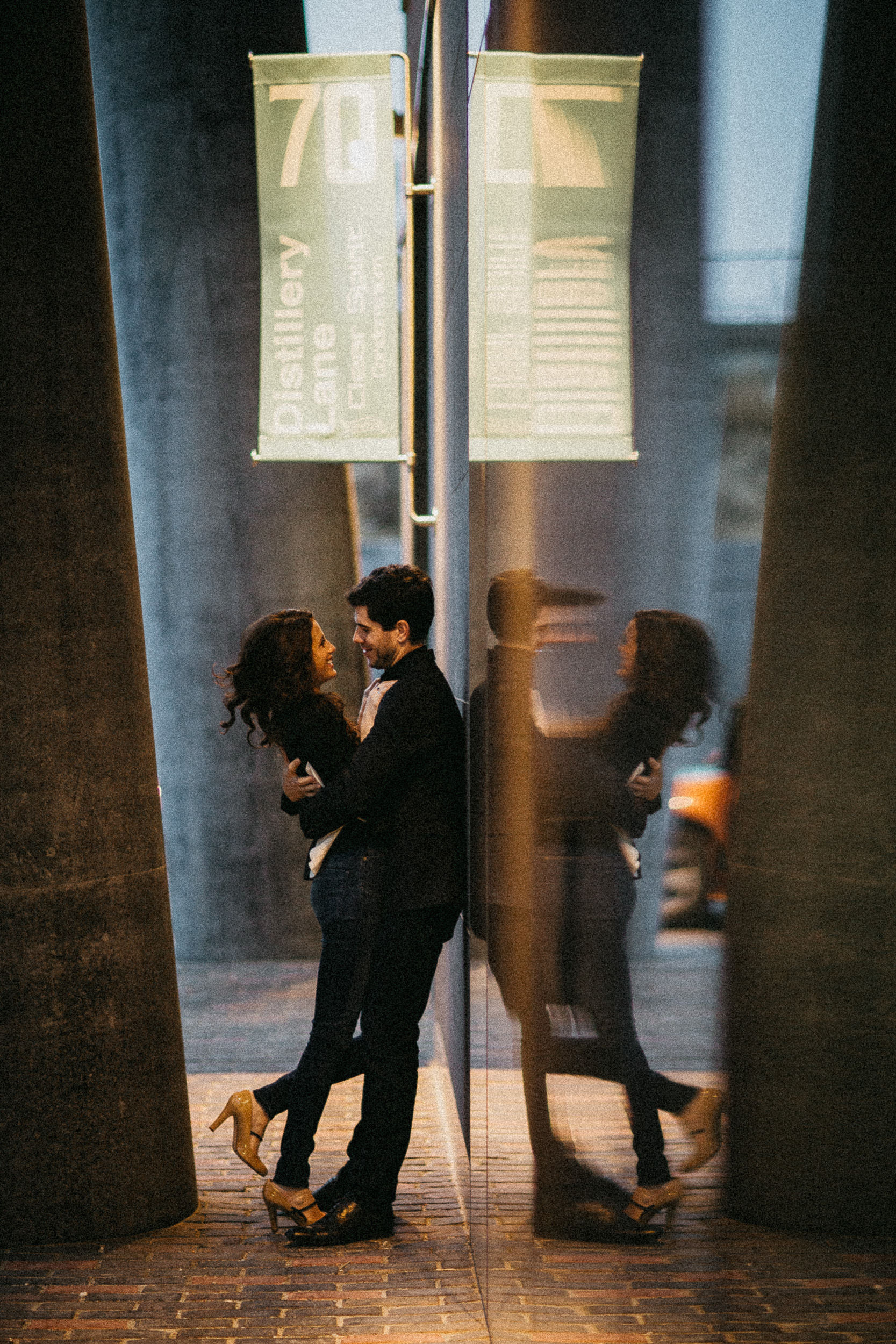 A Nighttime Engagement Shoot in Toronto’s Distillery District